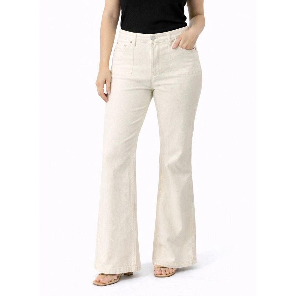 Liz Claiborne Jackie cream high rise flare jeans 6